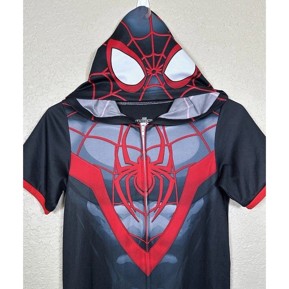 Spider-Man Miles Morales Hooded Pajama Romper Halloween Costume Boys Size M (8)